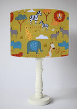 Load image into Gallery viewer, green yellow jungle animal table lamp shade
