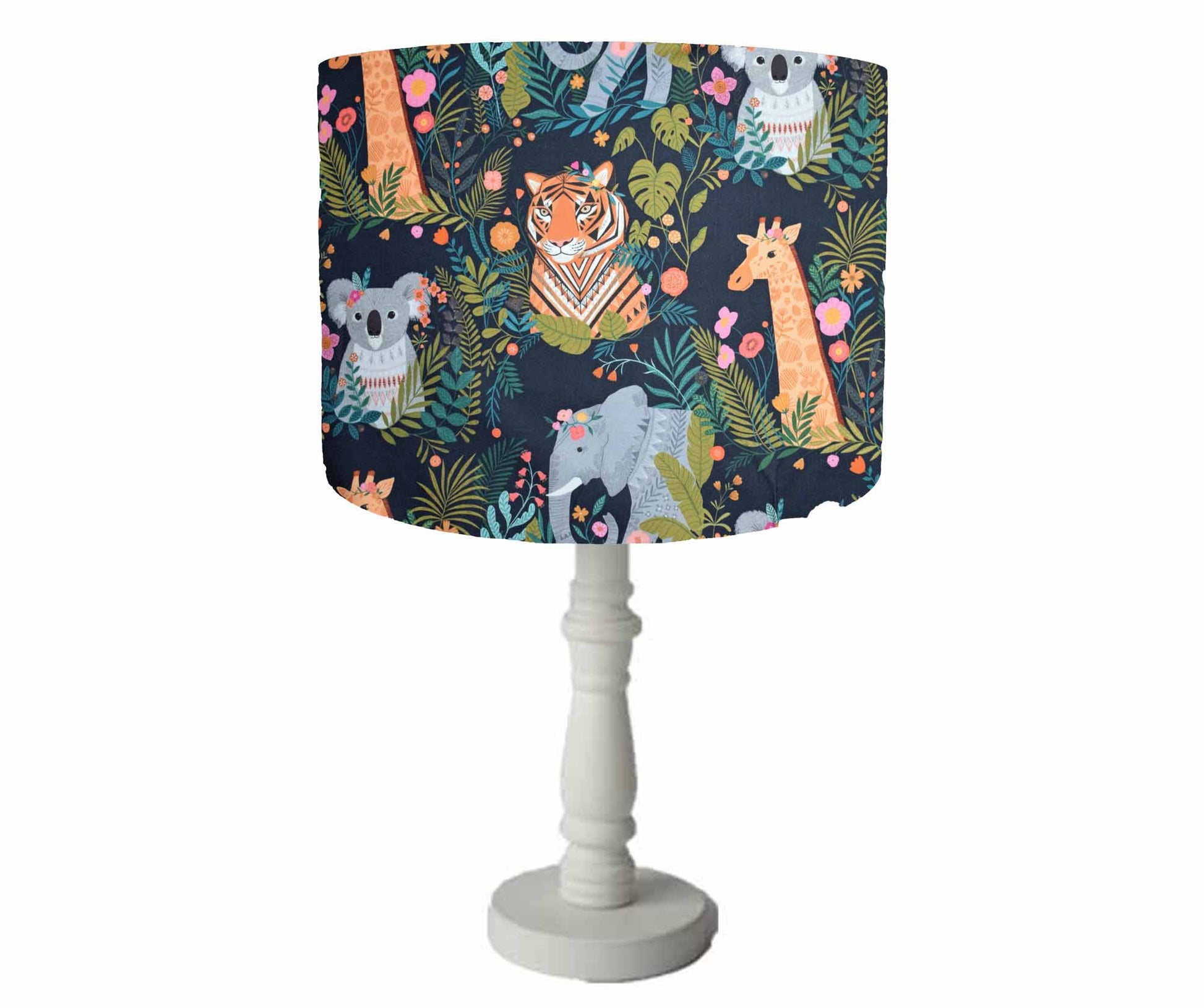 Dark Blue Jungle Themed Table Lamp Shade