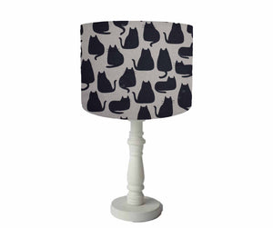 cat silhouette linen cotton table lamp shade