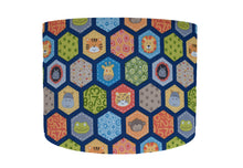 Load image into Gallery viewer, Blue hexagon safari animal lampshade
