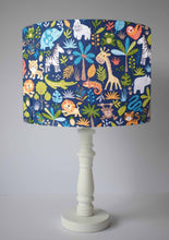 Load image into Gallery viewer, dark blue safari themed table lamp shade
