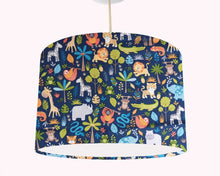 Load image into Gallery viewer, jungle animal light shade ceiling pendant blue
