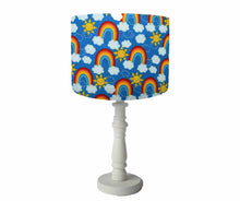 Load image into Gallery viewer, blue rainbow and cloud table lampshade for nursery

