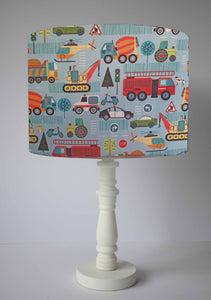 fire engine cars dumper truck themed table lamp shade
