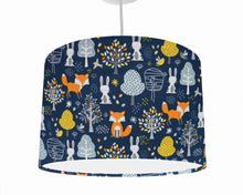 Load image into Gallery viewer, Fox and Rabbit Blue Ceiling Light Shade
