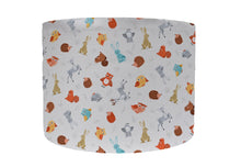 Load image into Gallery viewer, scattered woodland animal lampshade on cream
