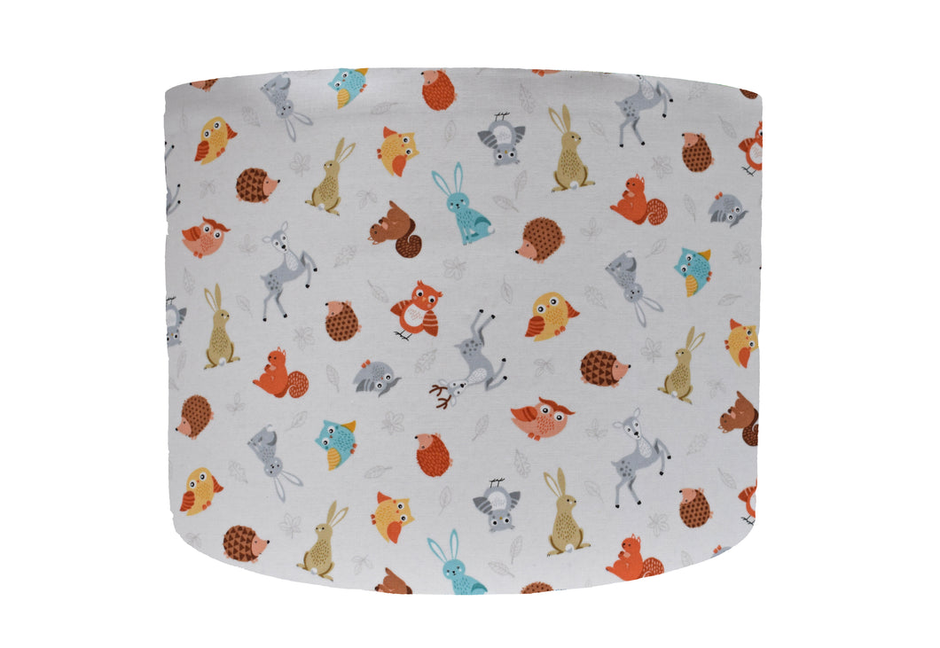 scattered woodland animal lampshade on cream