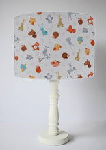Load image into Gallery viewer, forest animal cream table lampshade nursery decor
