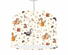 Load image into Gallery viewer, Cream woodland animals ceiling light shade for children
