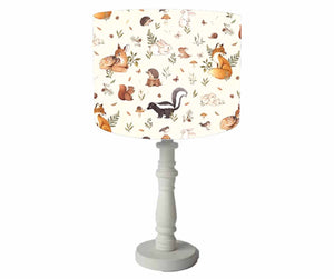 woodland themed table lamp shade in neutral colours