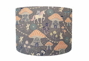 Grey And Pink Fairy Lights, Unicorn and Toadstool Lampshade, Girl Bedroom Decor