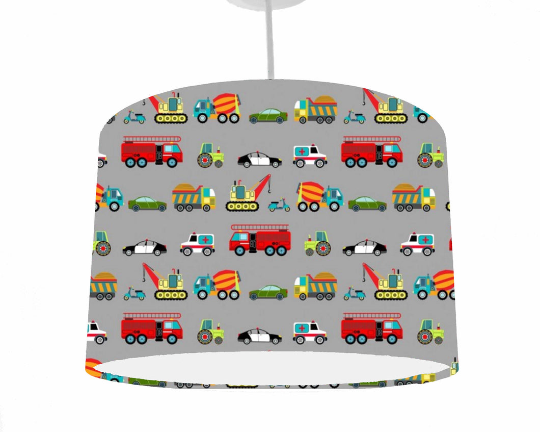 Grey transport themed ceiling pendant, ideal for a kids vehicle themed bedroom