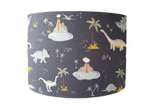 Load image into Gallery viewer, charcoal grey dinosaur kids lampshade
