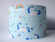 Load image into Gallery viewer, blue unicorn and rainbow lampshade
