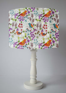 countryside hedgerow with birds table lamp shade