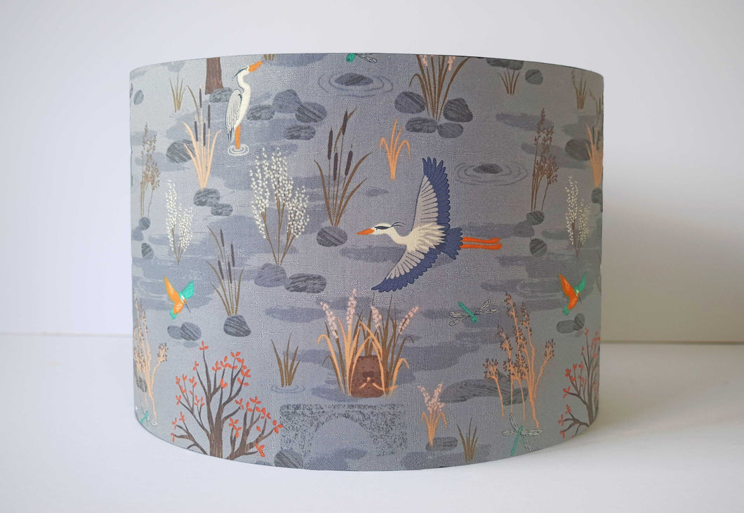 blue grey countryside lampshade