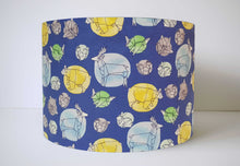 Load image into Gallery viewer, blue geometric woodland animal lampshade
