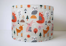 Load image into Gallery viewer, scandi woodland animal lampshade
