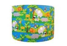 Load image into Gallery viewer, blue and green safari animal lampshade cute
