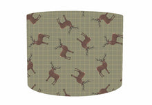 Load image into Gallery viewer, Green checkered stag print lampshade
