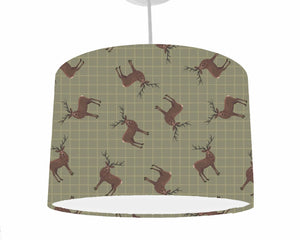 Sage green stag themed ceiling light shade