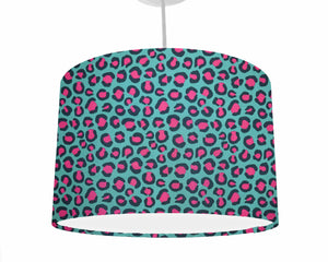 green and pink animal print ceiling shade