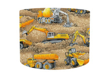 Load image into Gallery viewer, yellow and grey construction vehicles lampshade
