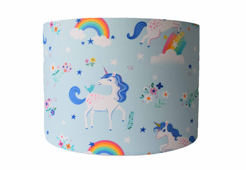 blue unicorn and rainbow lampshade